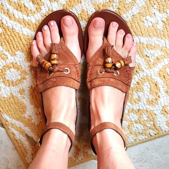 Gucci size 38 brown suede sandals - Picture 1 of 3